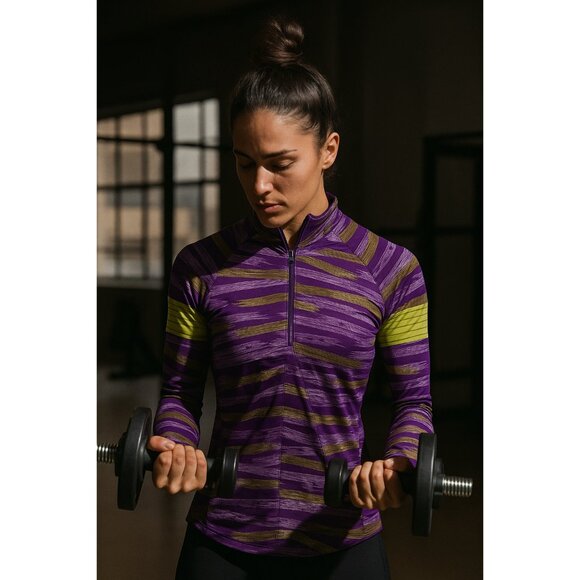 Asics Lite-Show Favorite 1/2 Zip Sweater Athletic Workout Jacket Purple M - Picture 1 of 5